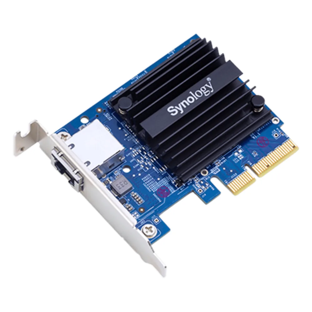 Adaptador de Ethernet E10G18-T1 | 10 Gbps | Compatible con PCIe 3.0 y 2.0 | Autonegociación 4 u 8 Canales | Perfil Bajo y Altura Completa | Compatibilidad con Synology DSM 6.1.7 o Posterior | Certificaciones FCC, CE, BSMI | Garantía de 5 A&a
