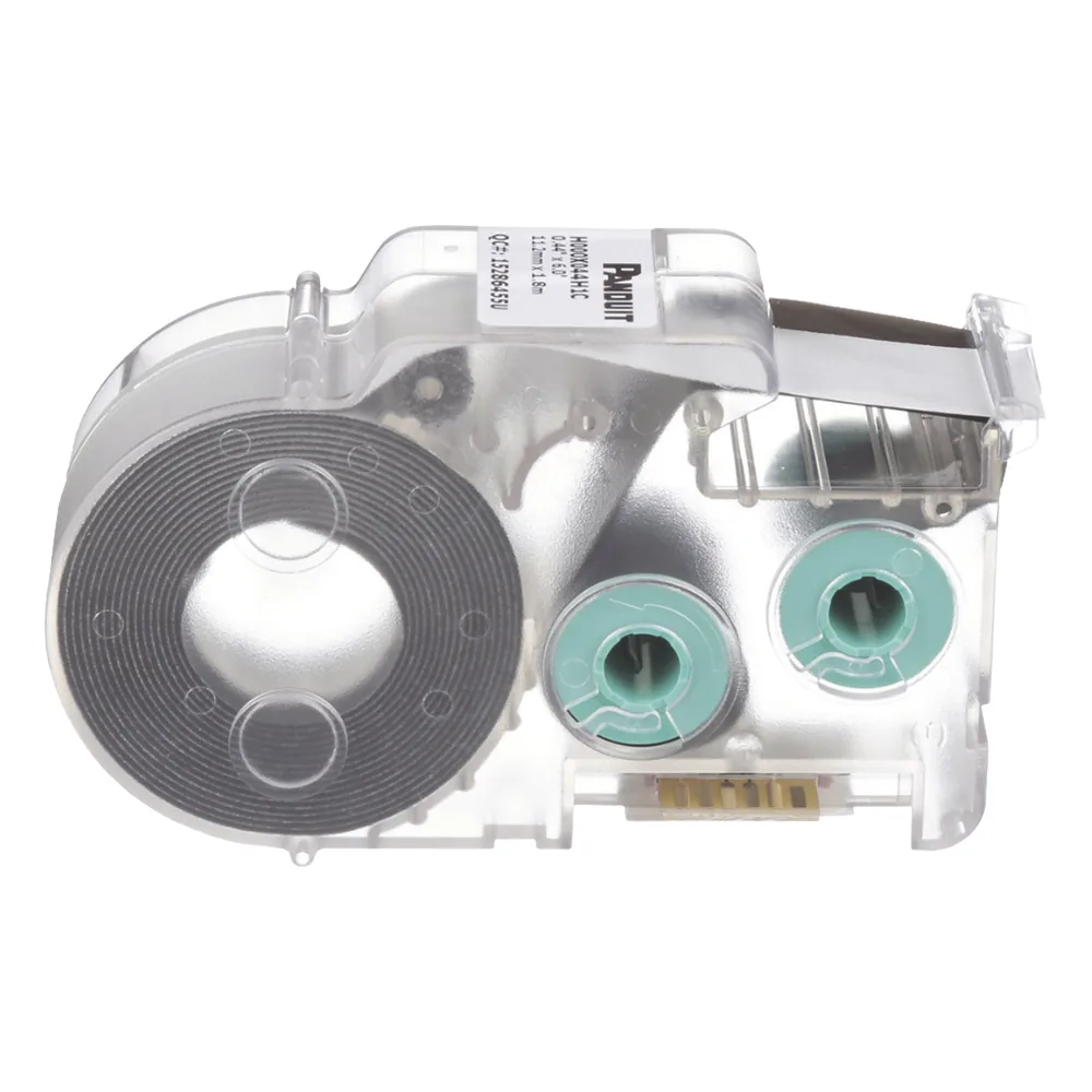 Casete de Etiquetas de Poliolefina de Cinta Continua, Tubo Termocontráctil, 11.2 mm de Ancho, 2.4 Metros (7.87 Pies) de Largo, Para Cables de 2 a 6.4 mm (16-10 AWG) de Diámetro, Color Blanco