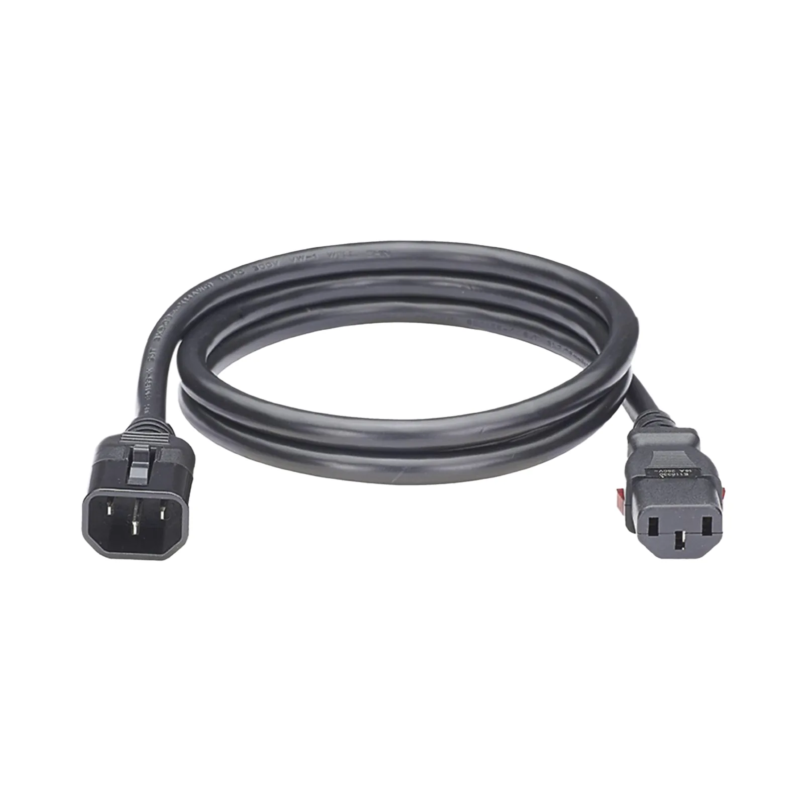 Cable de Alimentación Eléctrica Con Bloqueo de Seguridad, de IEC C14 a IEC C13, 1.2 Metros de Largo, Color Negro, Paquete de 10 Piezas
