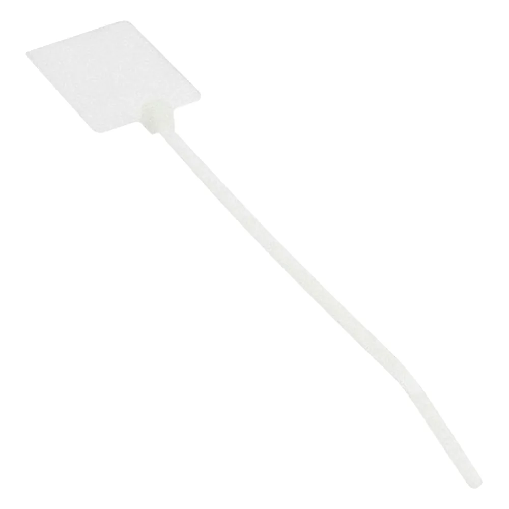 Cincho de Identificación Tipo Bandera, 130 mm largo x 2.5mm ancho, Área de Marcado de 19.1 x 26.4 mm, Nylon 6.6, Color Natural, Bolsa de 100pz