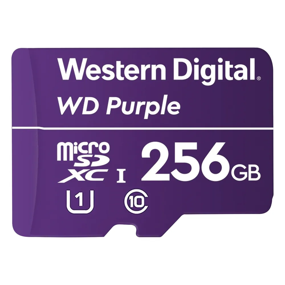 Memoria microSD de 256 GB PURPLE, Especializada Para Videovigilancia, 10 VECES MAYOR DURACIÓN, 3 AÑOS DE GARANTIA