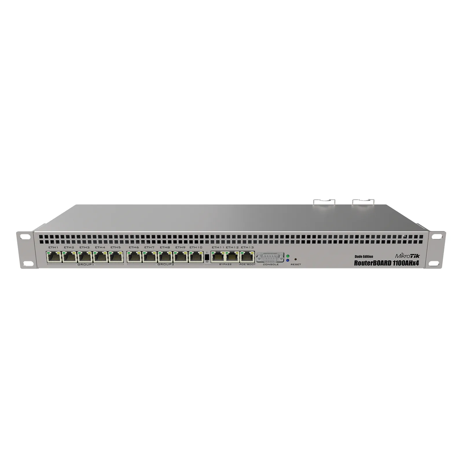 RB1100AHx4 Dude Edition, 13 Puertos Gigabit, Almacenamiento M.2 60GB para Base de Datos Dude