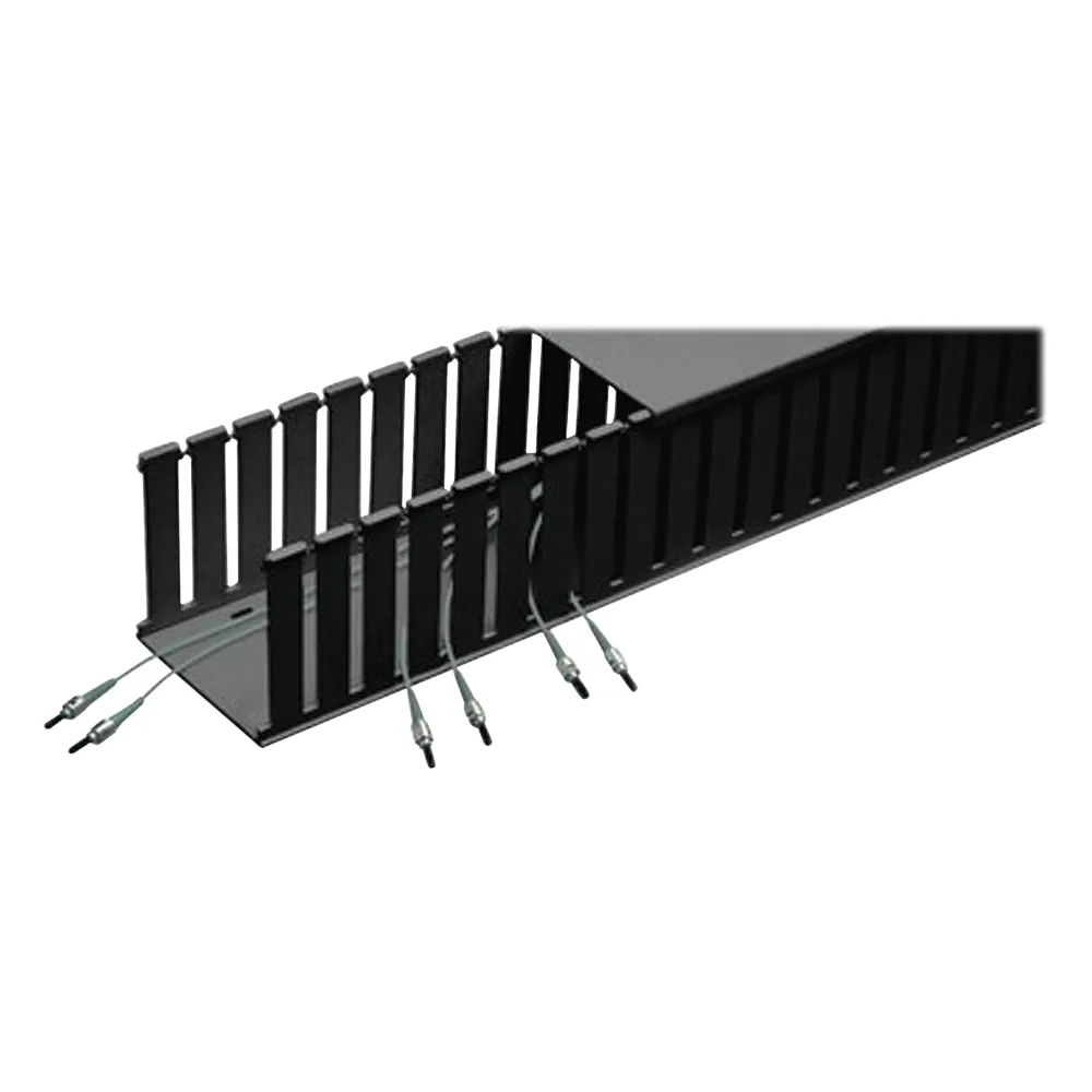 Canaleta Ranurada de PVC sin Tapa, Fiber-Duct™, 4 in de Ancho, 4 in de Alto y 1828.8 mm de Largo, Color Negro
