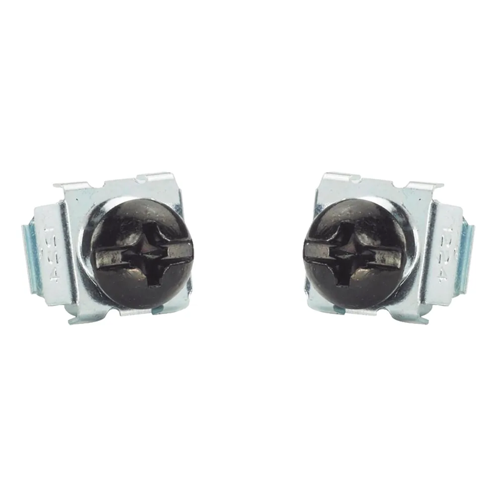 Kit de 100 Tornillos y 100 Tuercas Enjauladas M6, Para Uso en Gabinetes o Racks con Rieles con Orificios Cuadrado