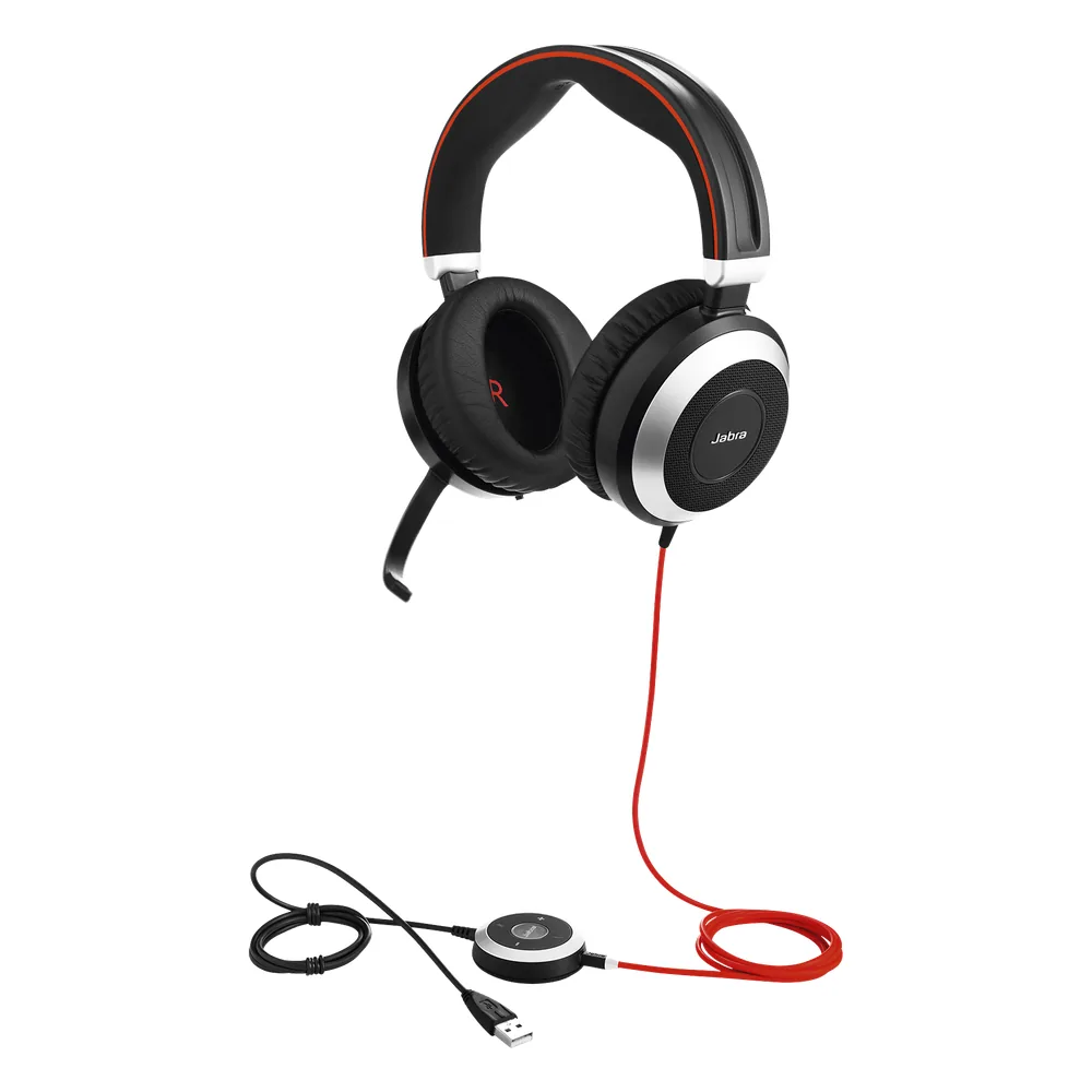 Jabra Evolve 80 con conexión USB / 3.5mm, cancelación activa/pasiva de ruido con indicador de ocupado (7899-823-109)