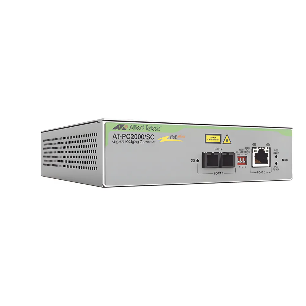 Convertidor de medios Gigabit Ethernet PoE+ a fibra óptica, conector SC, multimodo (MMF), distancia hasta 550 m