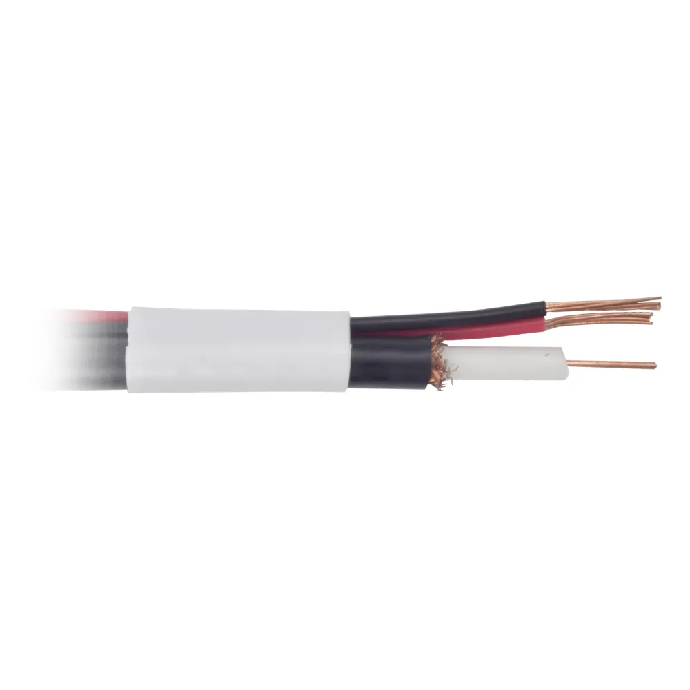 Bobina de cable coaxial RG59 de 150 m con 95% de cobre y 2 conductores calibre 18 para alimentación, para Aplicaciones de CCTV Color Blanco