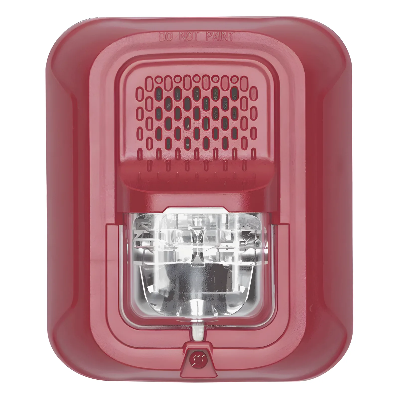 Sonorizador Tipo Chime con Lámpara Estroboscópica a 2 Hilos, Montaje en Pared, Color Rojo, con Configuración Estroboscópica Seleccionable, Nuevo Diseño Moderno y Elegante y Menor Consumo de Corriente