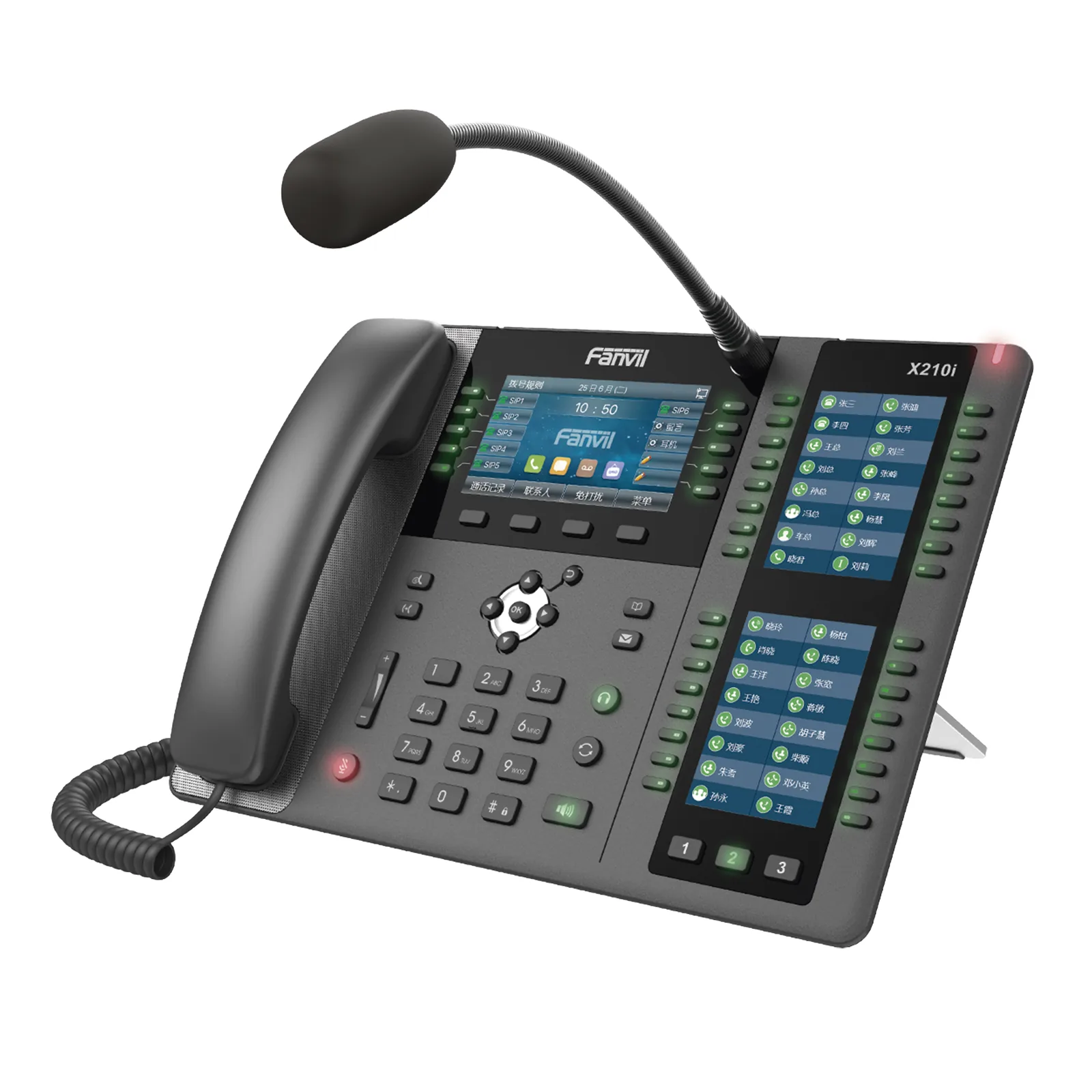 Teléfono empresarial IP hasta 20 lineas SIP, micrófono exterior, 106 botones DSS, Bluetooth integrado para diademas, puertos Gigabit, soporta recepción video, PoE