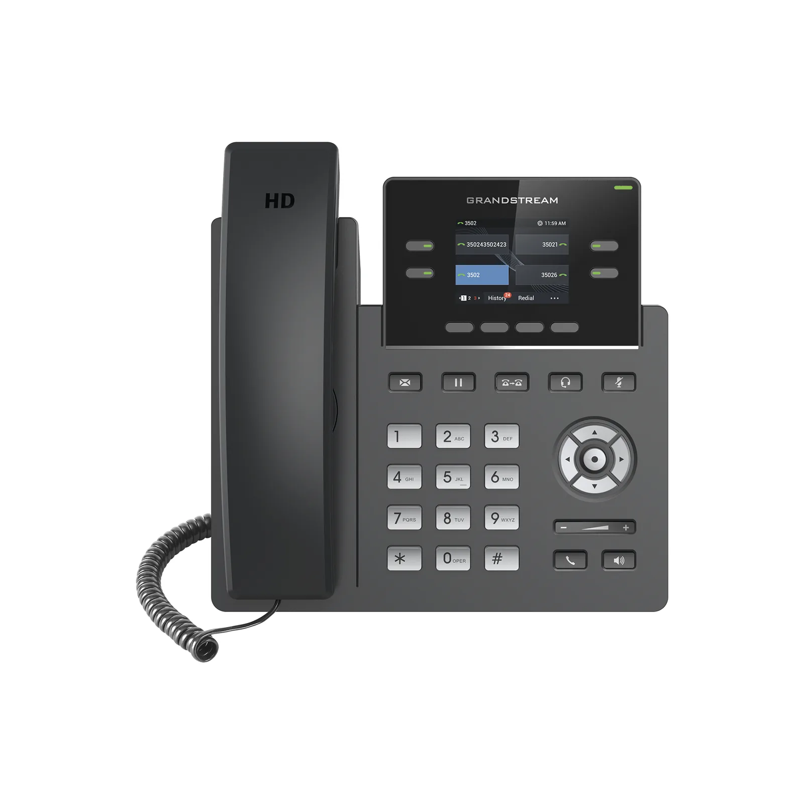Teléfono IP Grado Operador, 4 líneas SIP con 2 cuentas, pantalla a color 2.4", codec Opus, IPV4/IPV6 con gestión en la nube GDMS