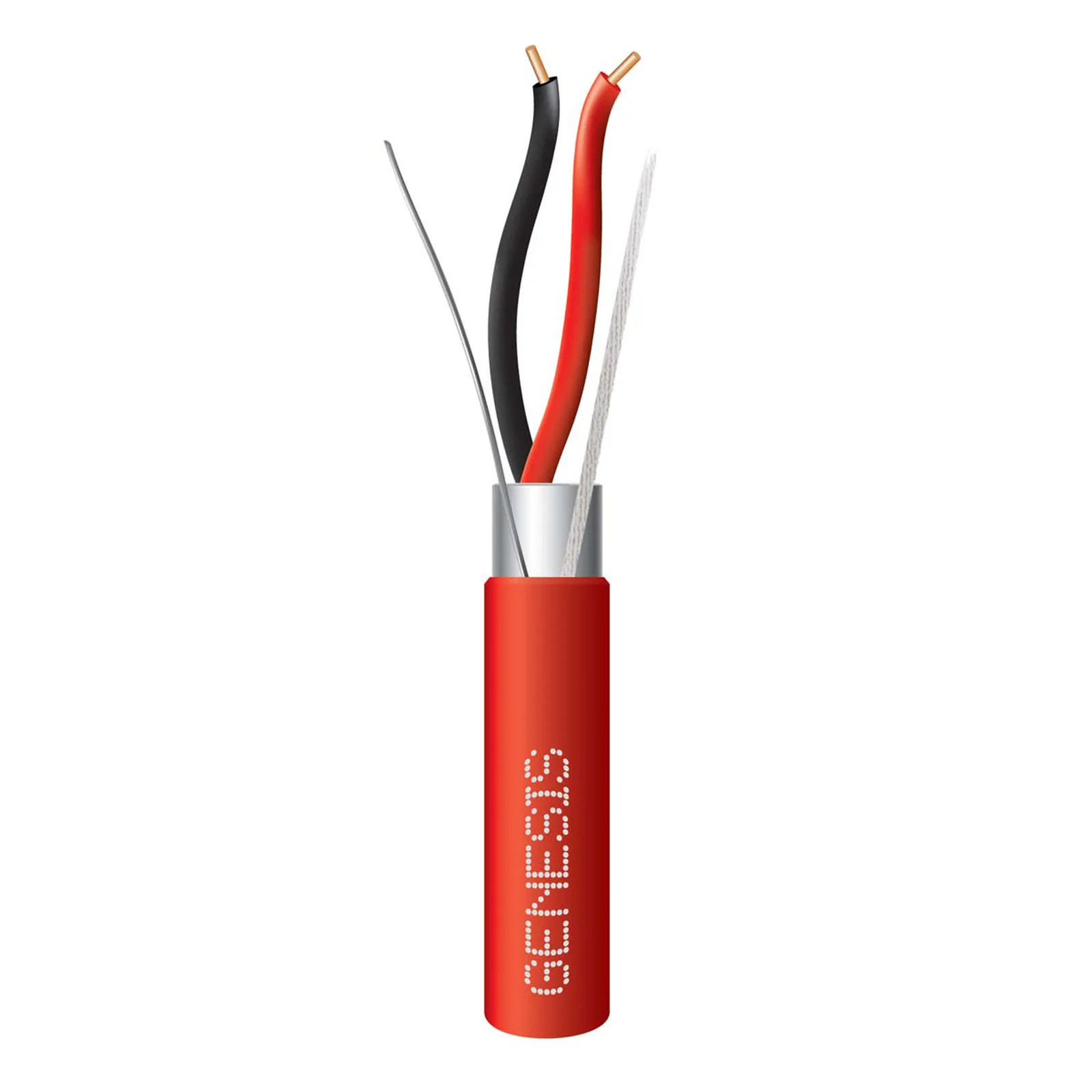Bobina de 305 Metros (1000 Pies) de Alambre / 2x16 AWG / Riser / Para Aplicaciones de Incendio FPLR / Blindado Sólido Color Rojo
