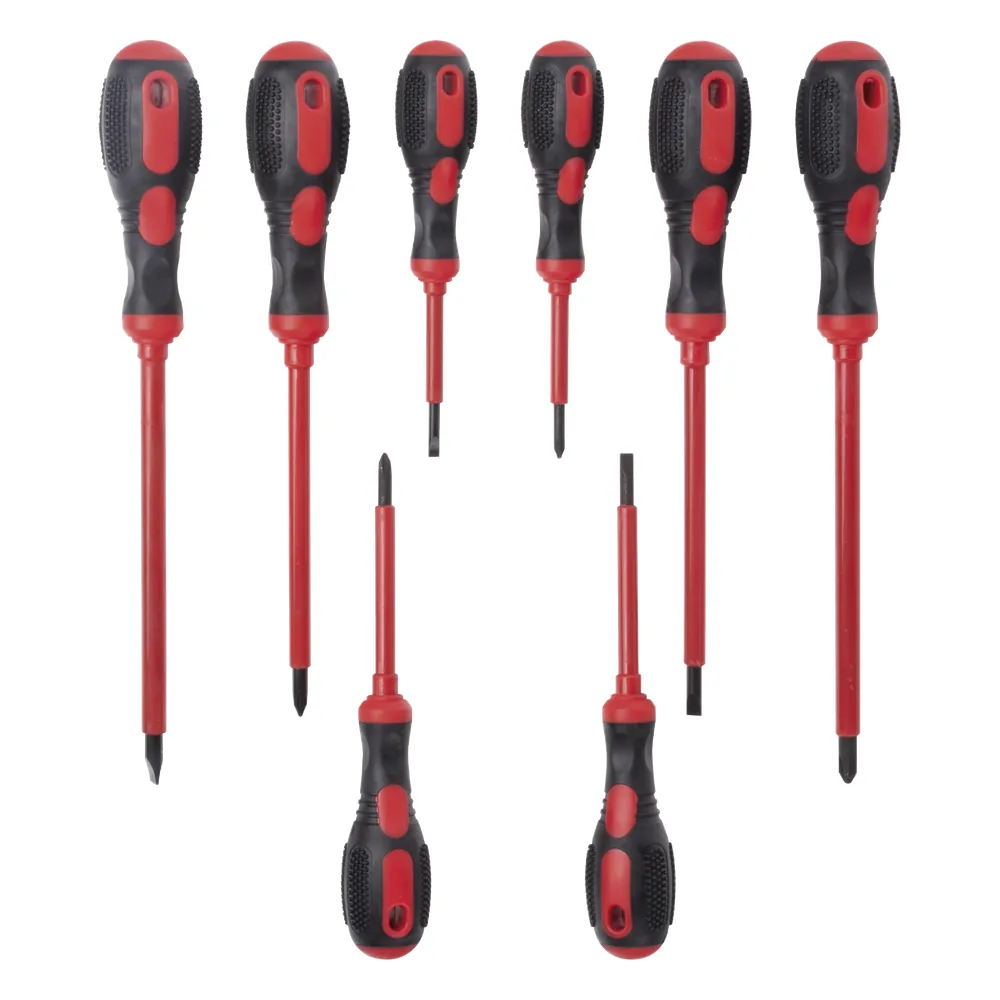 Juego de 8 Desarmadores con Aislante para Electricistas.