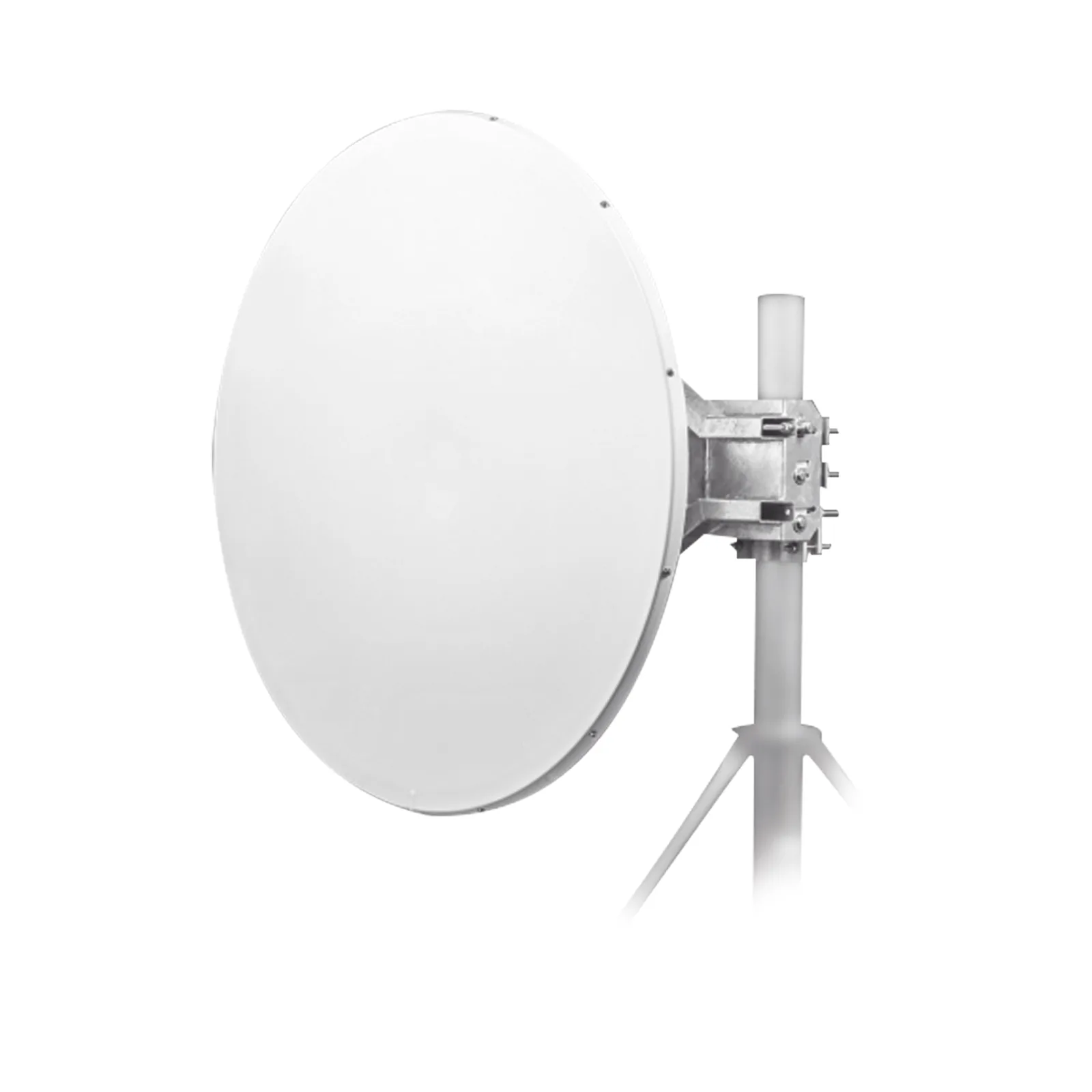 Antena direccional Alto Rendimiento / Parábola profunda para mayor aislamiento al ruido /4 ft / 4.9 a 6.1 GHz / / Ganancia de 35 dBi / Soporte de acero inoxidable / Polaridad en 90 ° y 45 ° / Incluye montaje.