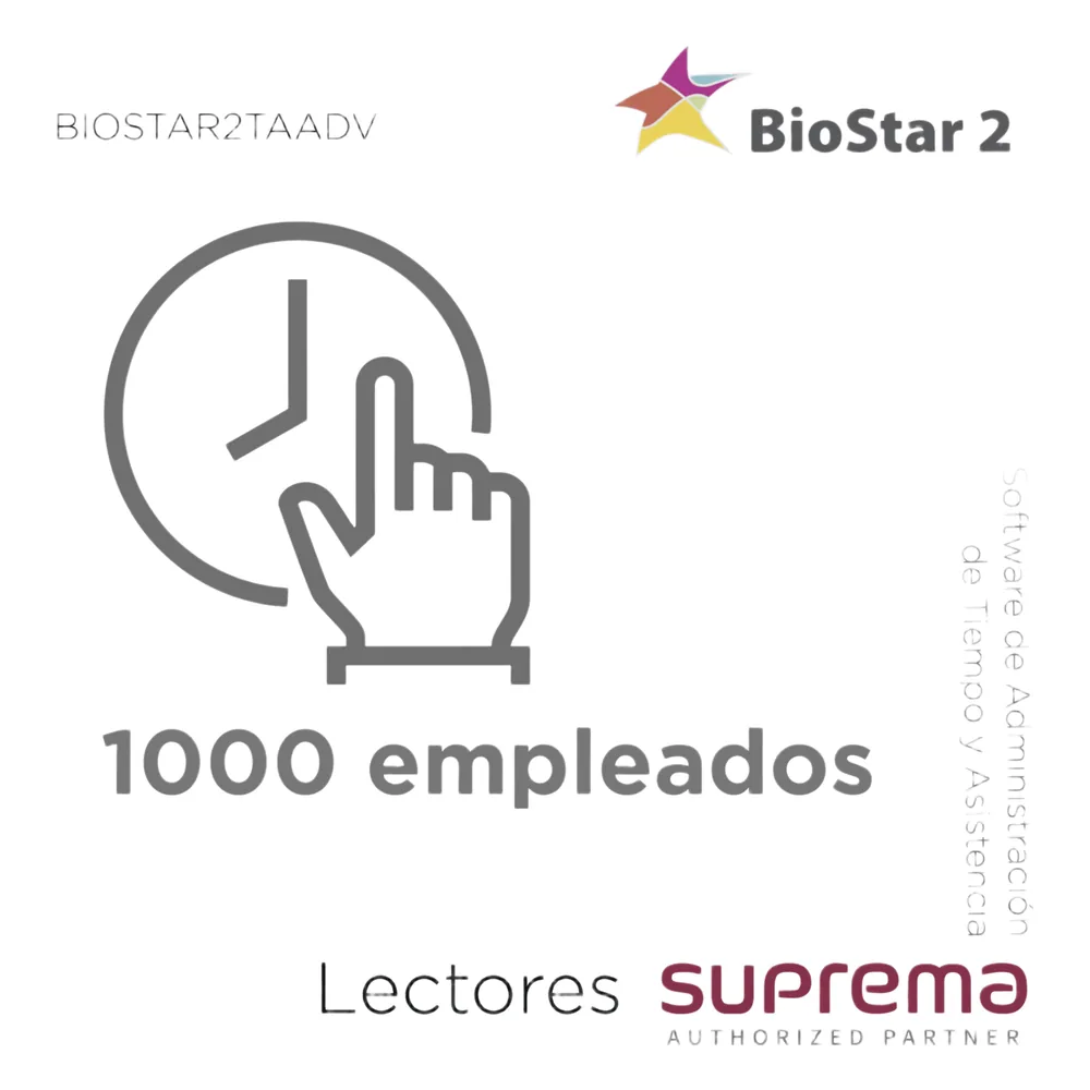 Software de Administración de Tiempo y Asistencia hasta 1000 empleados, para Lectores SUPREMA