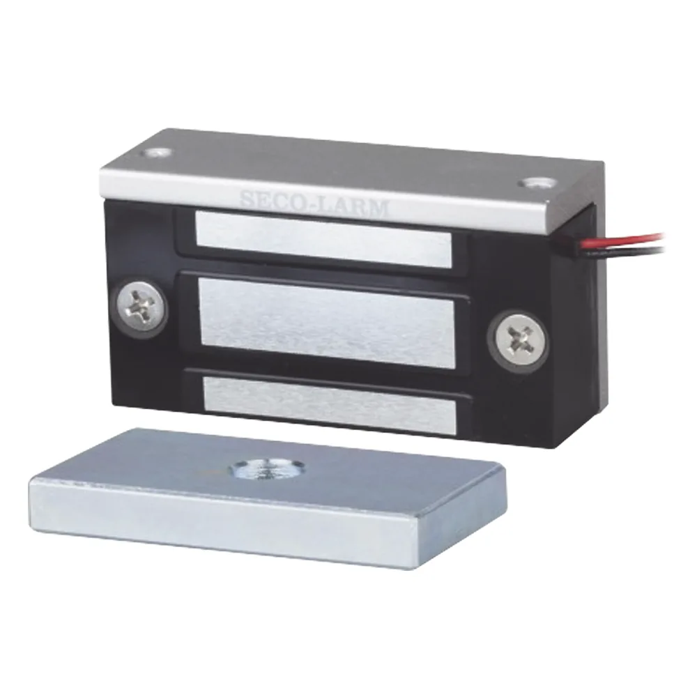 Chapa Magnética de 36 kg (80 Lbs) / Uso en Lockers o Gabinetes / 12~24 VDC / Tamaño Miniatura 70x31x19 mm / Protección MOV / Sin Magnetismo Residual / Montaje Completo
