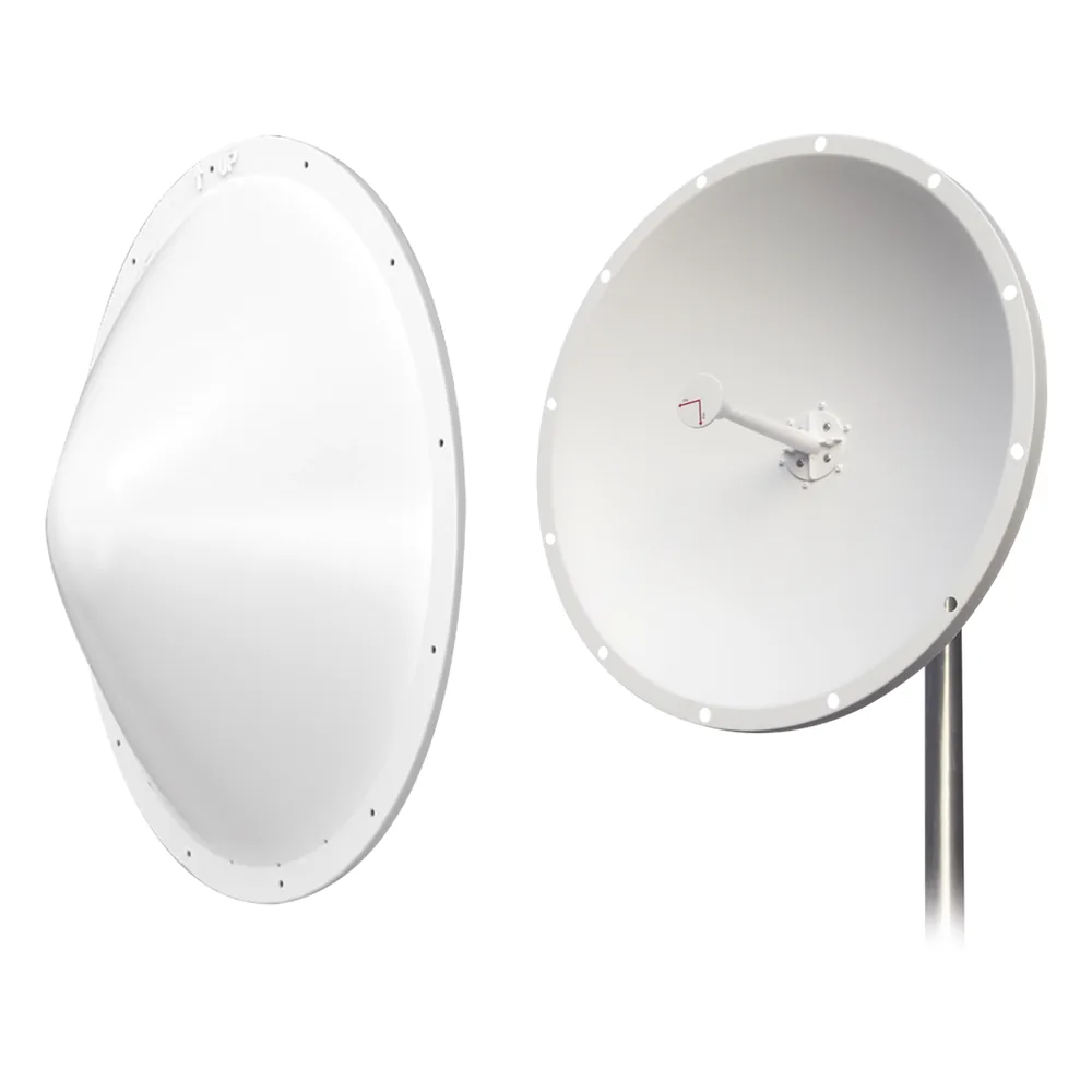 Kit de Antena y radomo, ganancia de 28 dBi, rango de frecuencia extendida (4.9 a 6.5 GHz), conectores N-Macho, incluye jumper, distancia de hasta 15 km