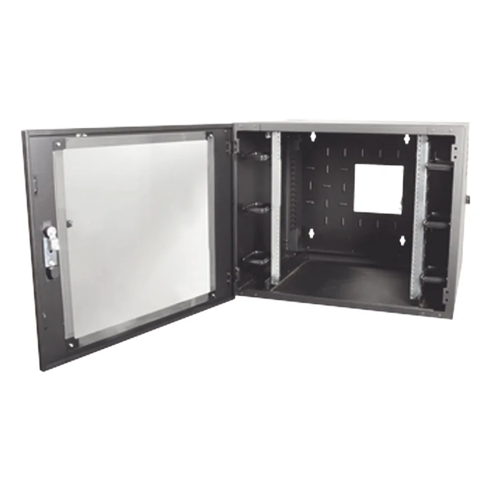 Gabinete de Pared Estándar de 19in, Abatible, de 12 UR, 762 mm de Profundidad, Color Negro
