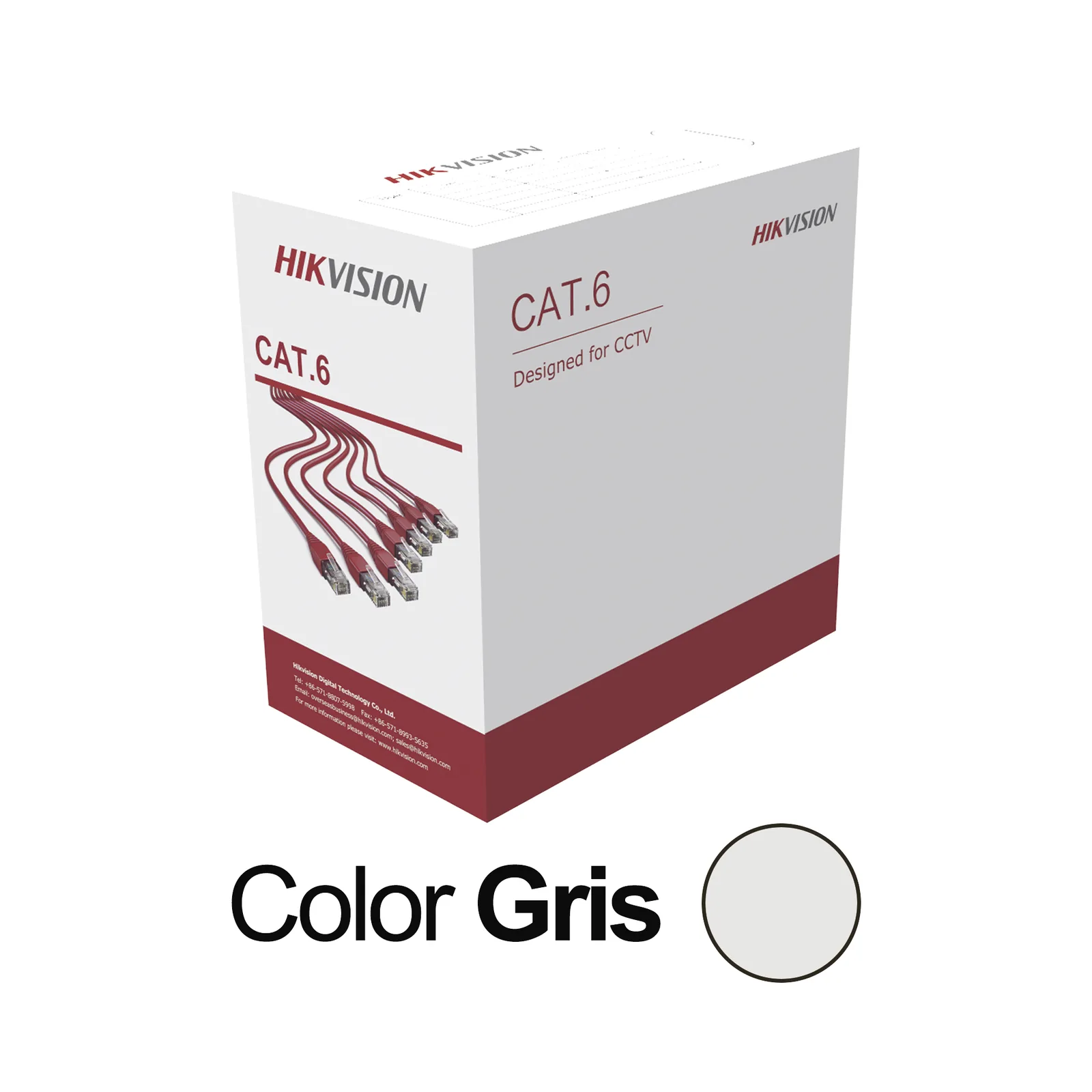 Bobina de cable UTP 305 mts / Cat6 (23 AWG) / Color Gris / PVC (CM) / Uso en Interior / 100% Cobre / Aplicaciones de CCTV y Redes de Datos