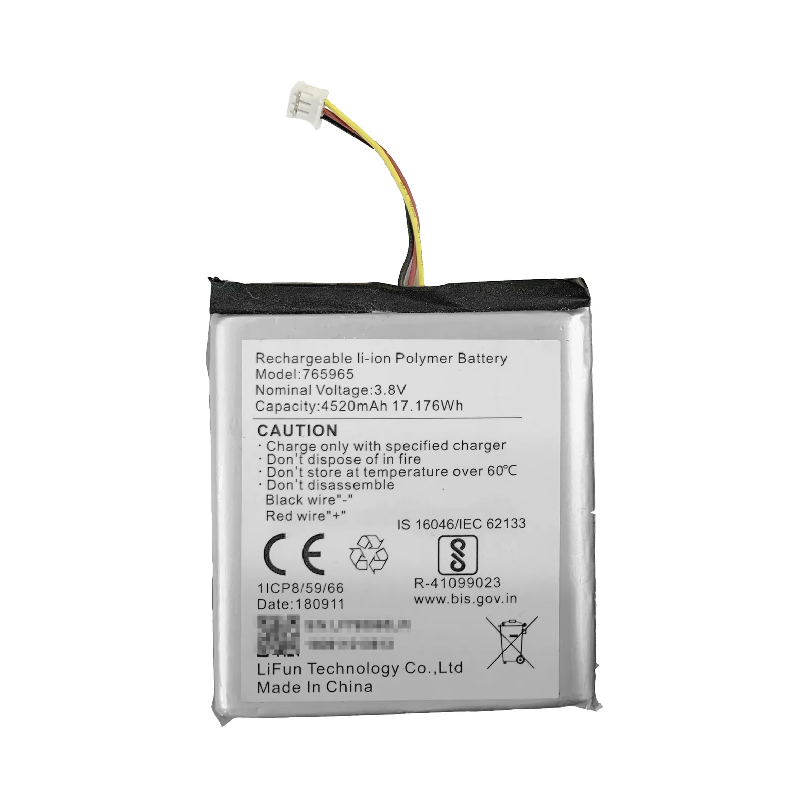 Batería de Respaldo para Panel de Alarma Hikvision / 4520 mAh / Compatible con Paneles AX PRO - AX HUB - Hibrido Versión 1 (DS-PHA64-W4P) y Repetidor AX PRO DS-PR1-WB