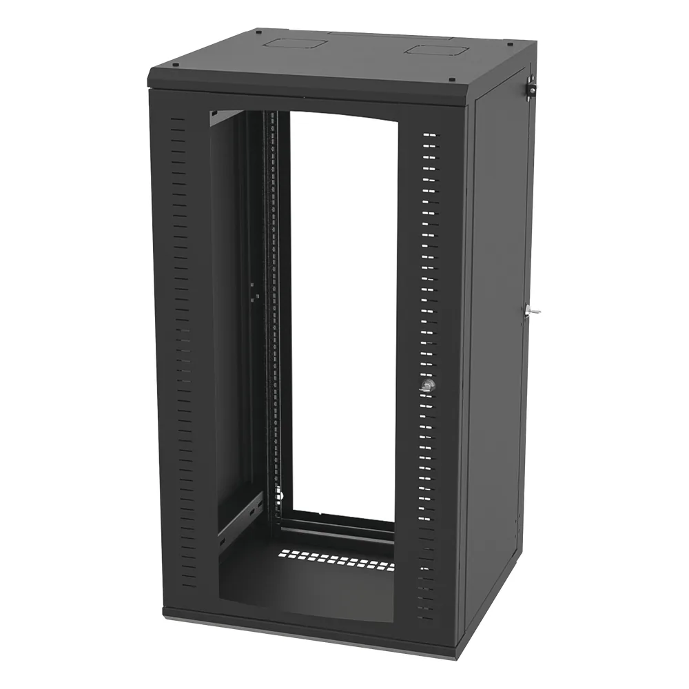 Gabinete Abatible de Pared (Con Marco Trasero) con Rack 19" de 24 Unidades. Ventana de Cristal Templado.