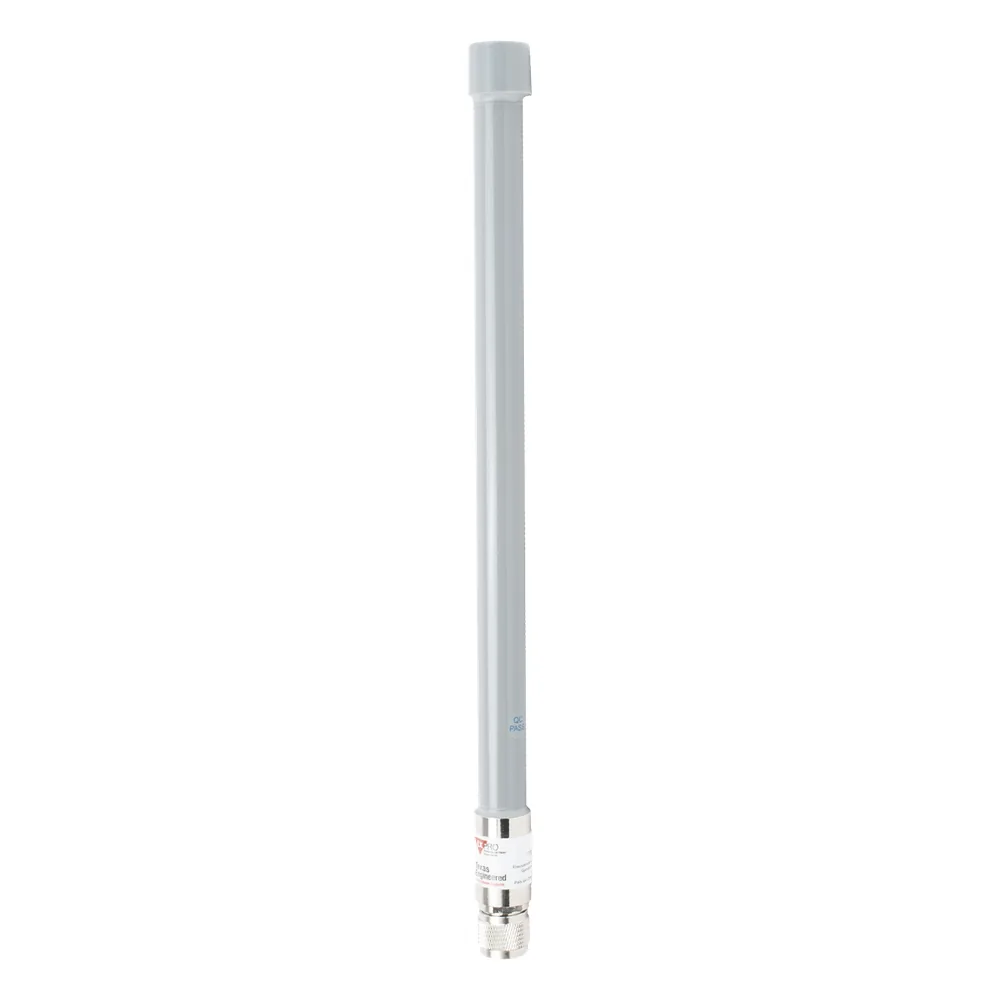 Antena Omnidireccional, mayor distancia de transmisión y recepción de señal en 360º, Doble banda de 2.4 / 5 GHz, Ganancia de 9 dBi, Conector N-macho, Adecuada para entornos exigentes