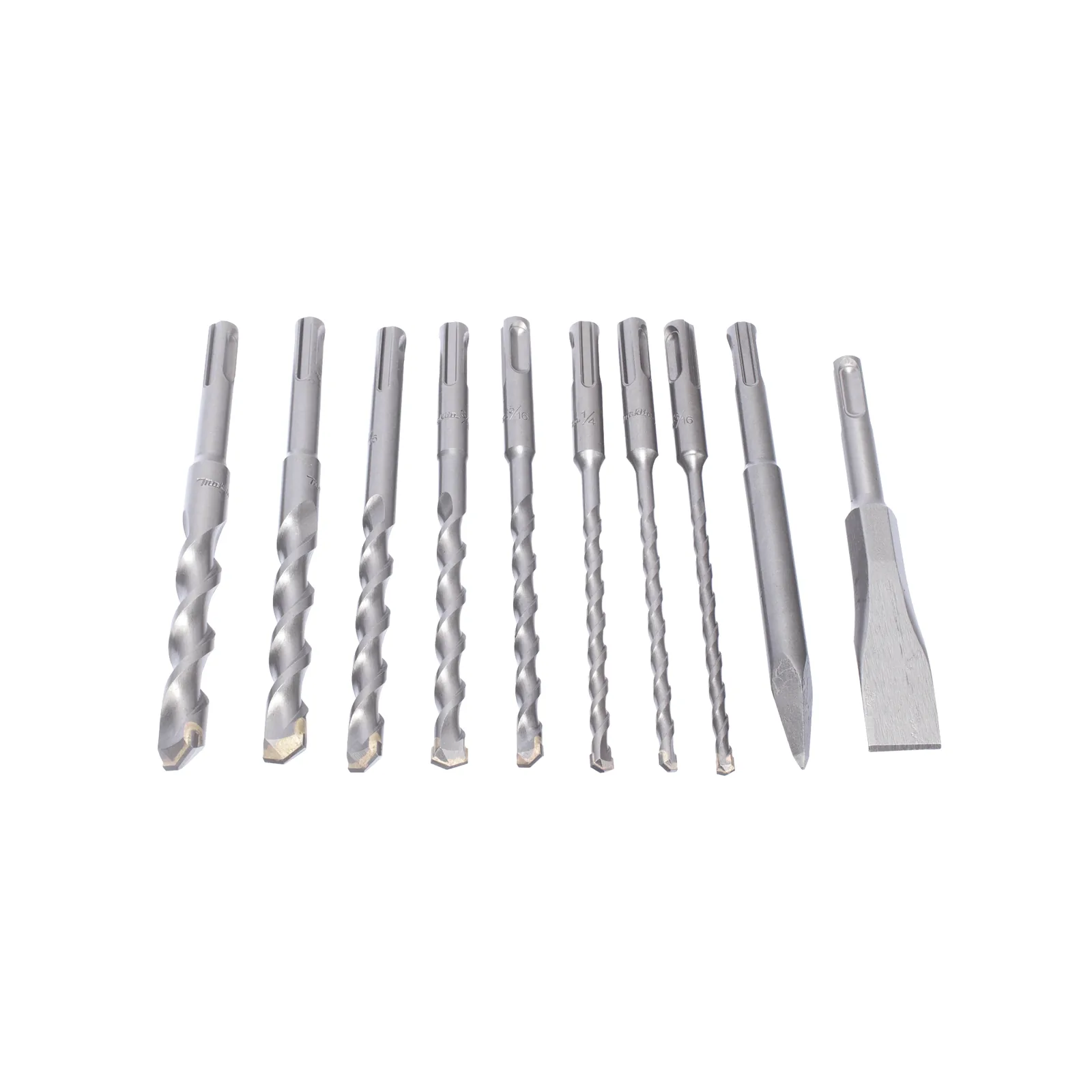 Juego con 10 piezas de brocas y cinceles SDS PLUS