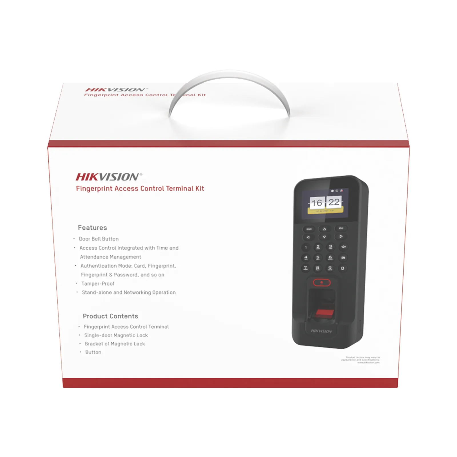 Kit de Control de Acceso TODO INCLUIDO con Lector de Huellas y Tarjetas / 3,000 Huellas / Compatible con App Hik-Connect / Incluye Electroimán Botón de Salida y Montajes Z y L para imán (DS-K1T804)