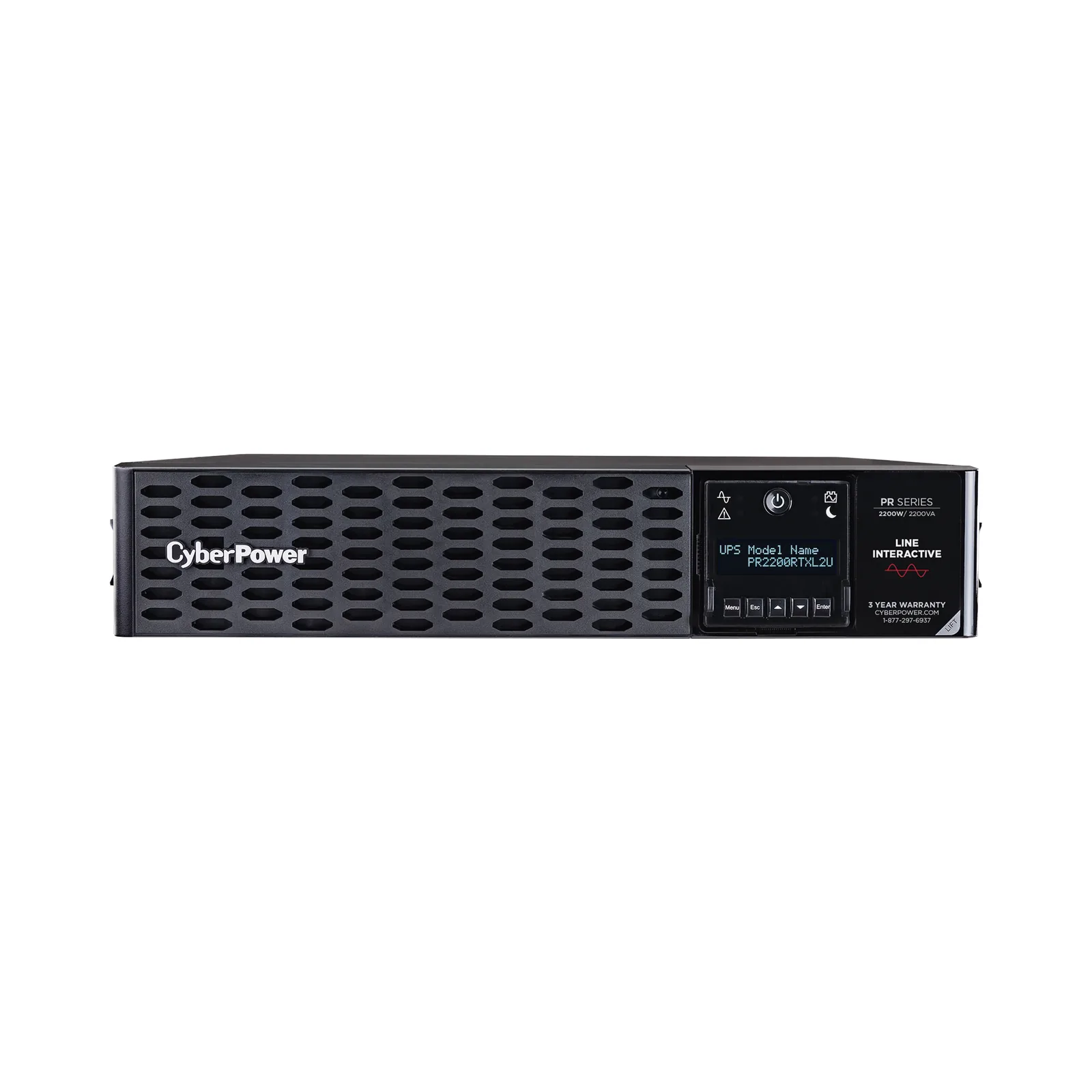 UPS de 2200 VA/2200 W, Topología Línea Interactiva, Entrada 120 Vca NEMA L5-30P, Onda Senoidal Pura, Torre o Rack 2 UR, Con 8 Tomas NEMA 5-20R