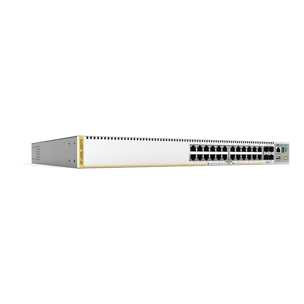 Switch inteligente de distribución o core, Stackeable, Capa 3, 24 x 1000 Mbps + 4 x SFP+ 10 G, Doble fuente de alimentación redundante