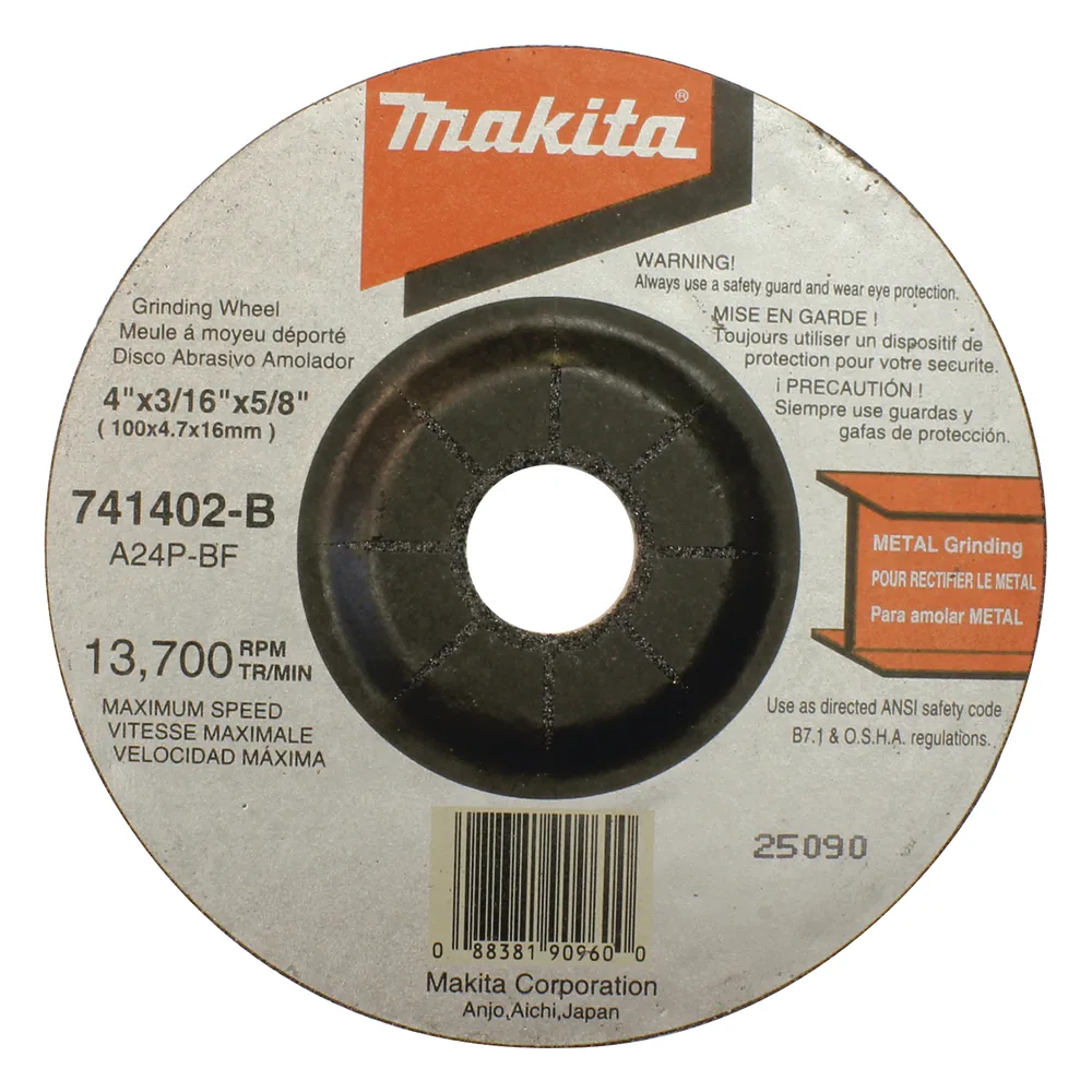 Disco abrasivo de desbaste para metal de 4 1/2 eje 7/8" espesor 6mm