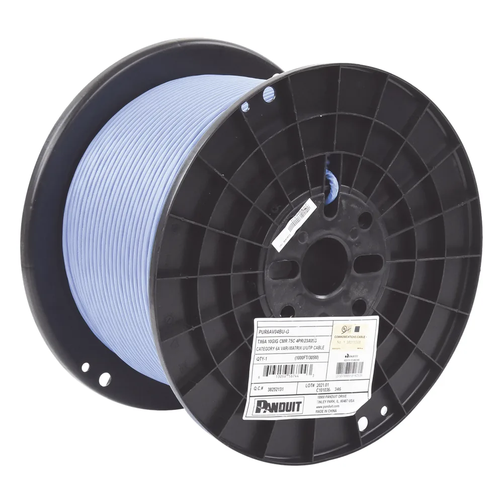 Bobina de Cable UTP de 4 Pares, Vari-MaTriX, Cat6A, 23 AWG, CMR (Riser), Color Azul, 305m