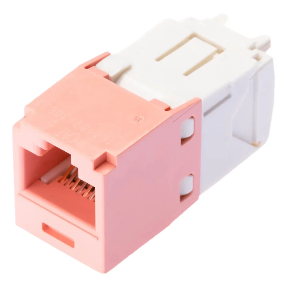 Conector Jack RJ45 Estilo TG, Mini-Com, Categoría 6, de 8 Posiciones y 8 Cables, Color Rosa