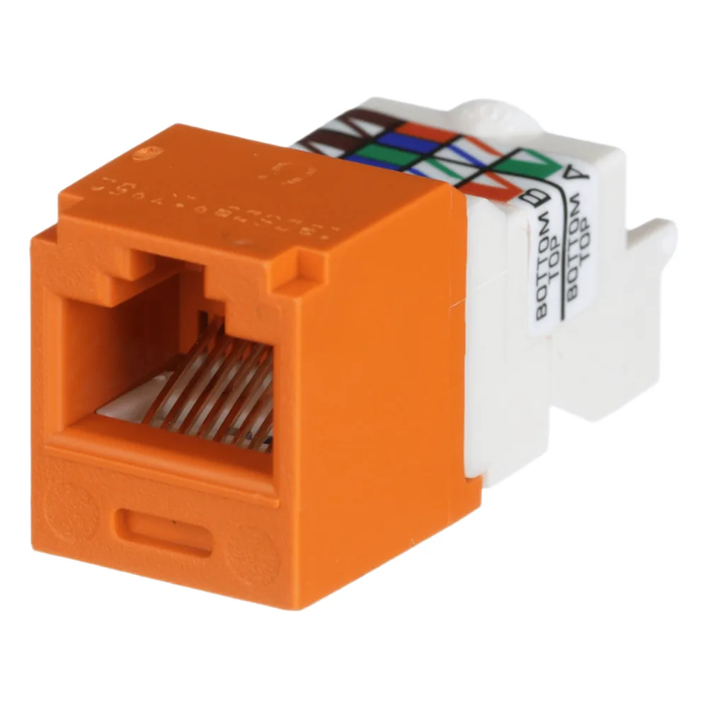 Conector Jack RJ45 Estilo TP, Mini-Com, Categoría 6, de 8 Posiciones y 8 Cables, Color Naranja