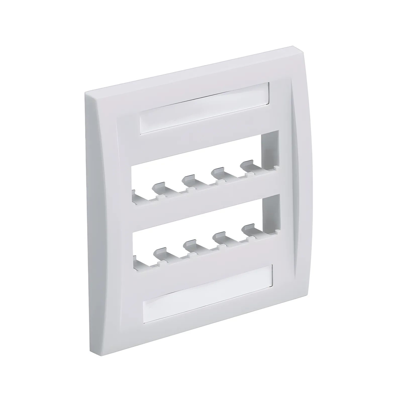 Placa de Pared Vertical Ejecutiva, Salida Para 10 Puertos Mini-Com, Con Espacios Para Etiquetas, Color Blanco Mate