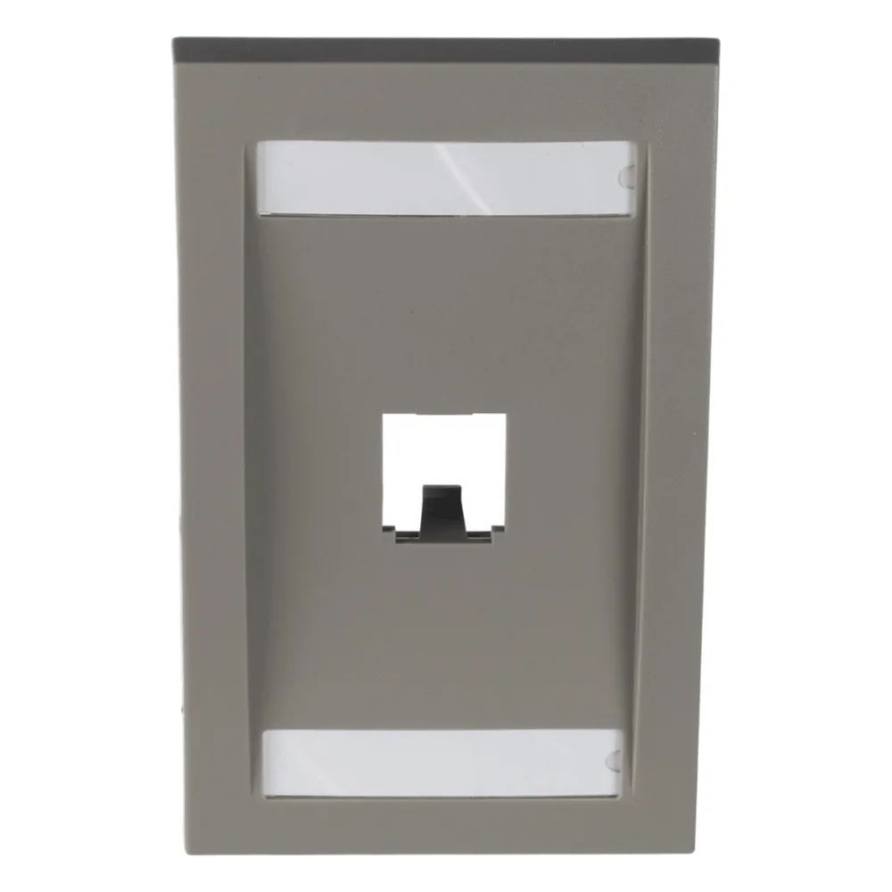 Placa de Pared Vertical Ejecutiva, Salida Para 1 Puerto Mini-Com, Con Espacios Para Etiquetas, Color Gris