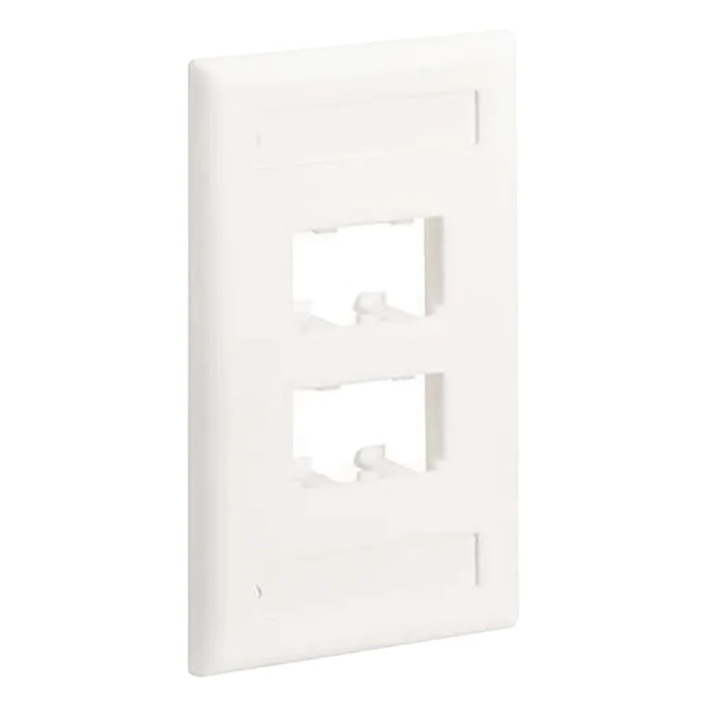 Placa de Pared Vertical Clásica, Salida Para 4 Puertos Mini-Com, Con Espacios Para Etiquetas, Color Blanco Mate