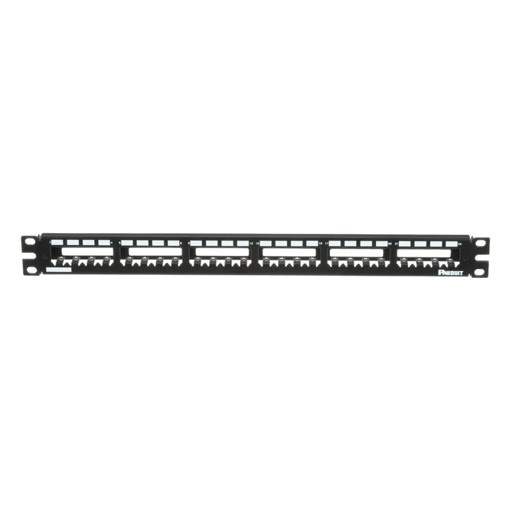 Panel de Parcheo Modular Mini-Com (Sin Conectores), Plano, Totalmente Blindado, de 24 Puertos, 1UR