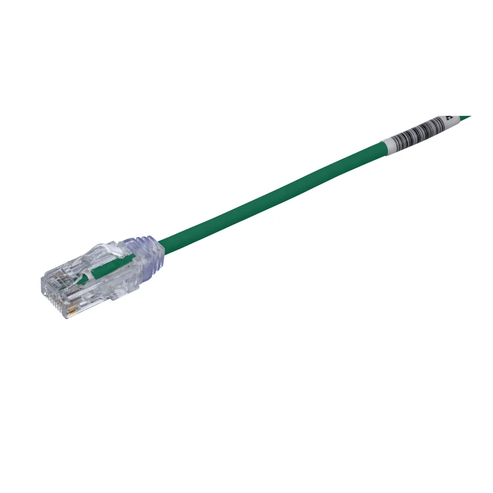 Cable de Parcheo TX6, UTP Cat6, Diámetro Reducido (28AWG), Color Verde, 20 cm (7.87 pulgadas)