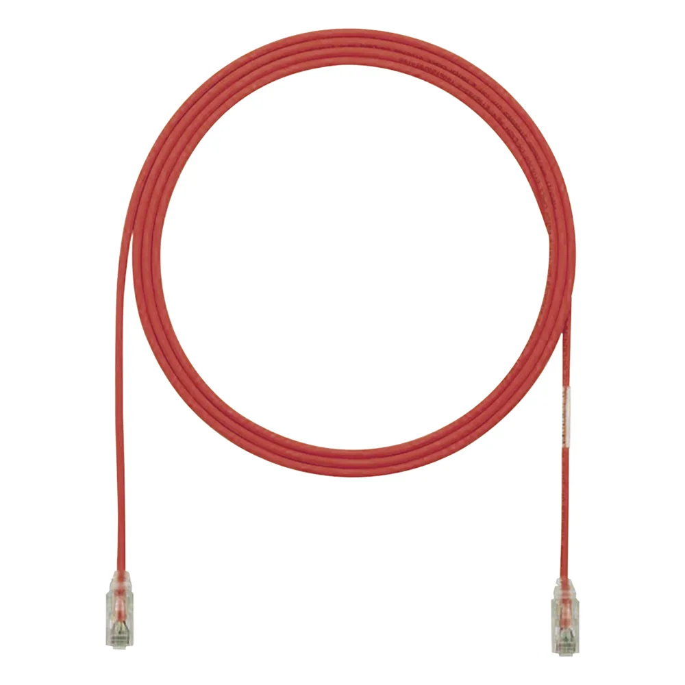 Cable de Parcheo TX6, UTP Cat6, Diámetro Reducido (28AWG), Color Rojo, 3.66 Metros (12 Pies)