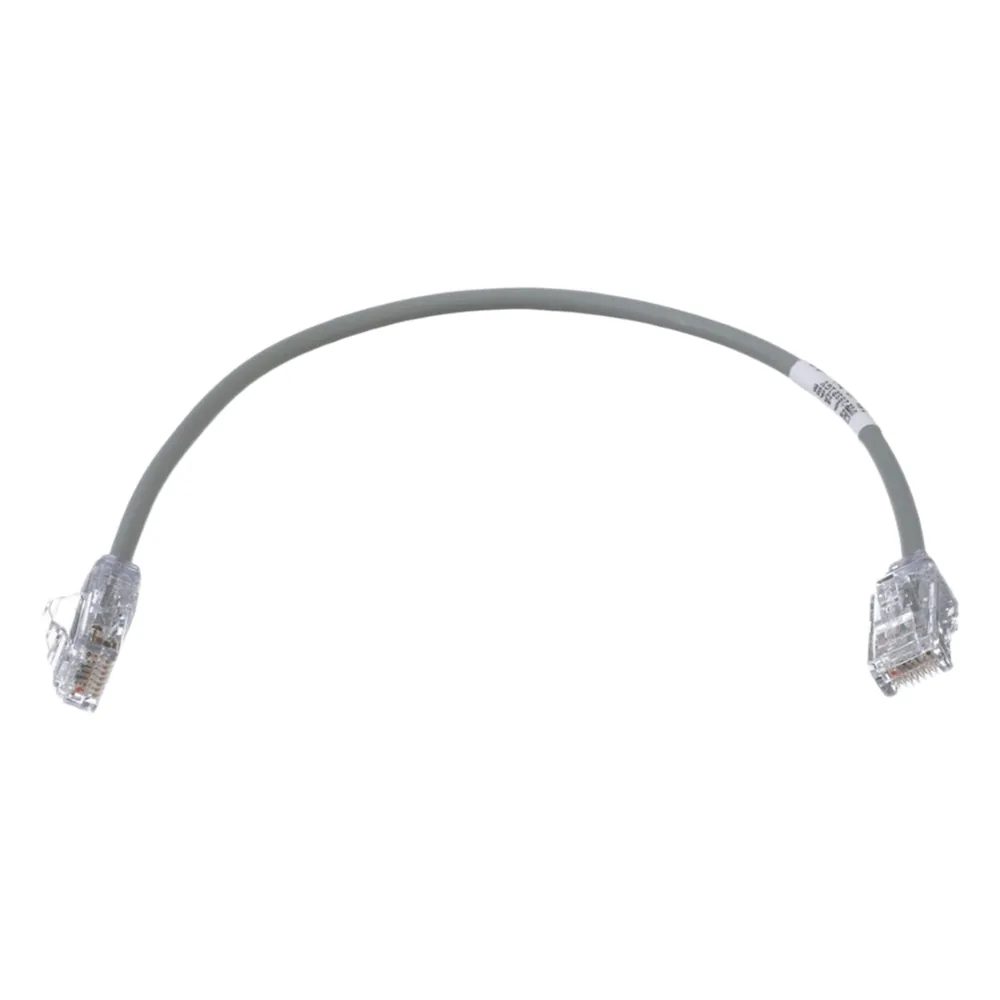 Cable de Parcheo TX6, UTP Cat6, Diámetro Reducido (28AWG), Color Gris, 0.30 Metros (1 Pie)