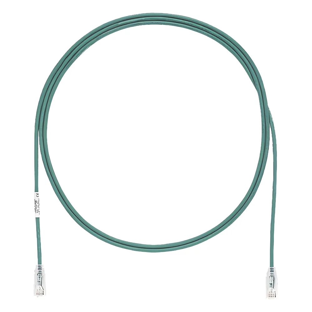 Cable de Parcheo TX6, UTP Cat6, Diámetro Reducido (28AWG), Color Verde, 6.1 Metros (20 Pies)