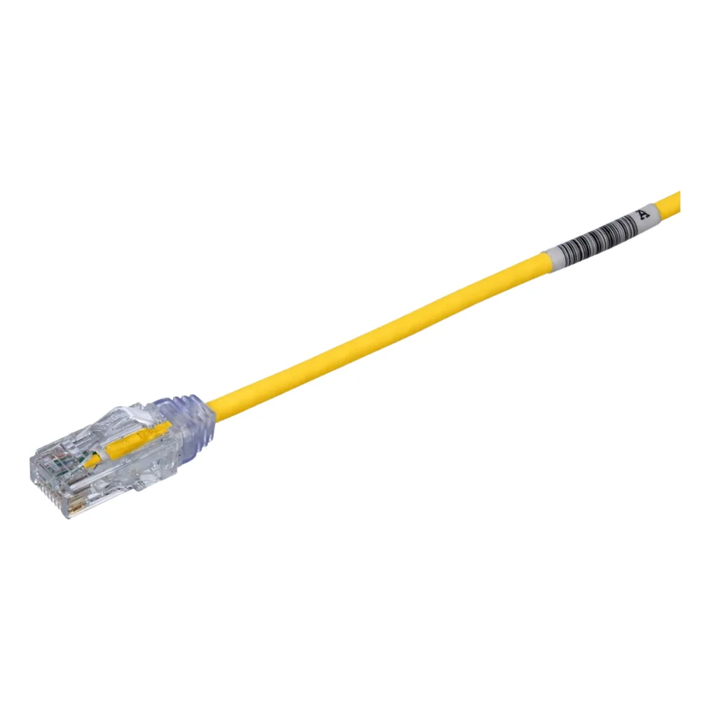 Cable de Parcheo TX6, UTP Cat6, Diámetro Reducido (28AWG), Color Amarillo, 6.1 Metros (20 Pies)