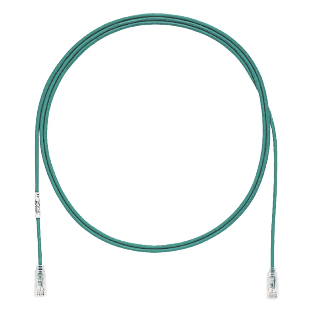 Cable de Parcheo TX6, UTP Cat6, Diámetro Reducido (28AWG), Color Verde, 9.14 Metros (30 Pies)
