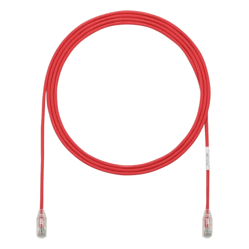 Cable de Parcheo TX6, UTP Cat6, Diámetro Reducido (28AWG), Color Rojo, 10.06 Metros (33 Pies)