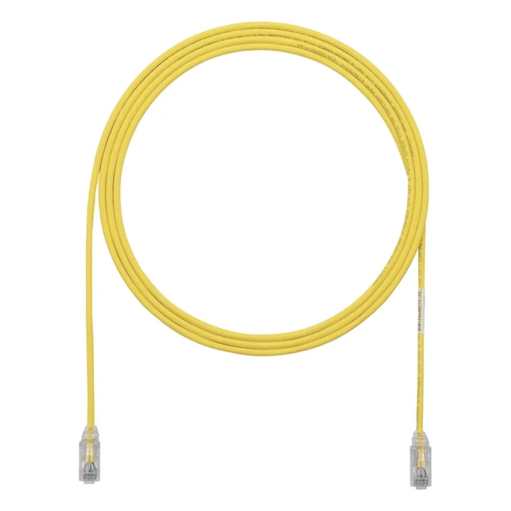 Cable de Parcheo UTP Cat6A, CM/LSZH, Diámetro Reducido (28AWG), Color Amarillo, 5.18 Metros (17 Pies)
