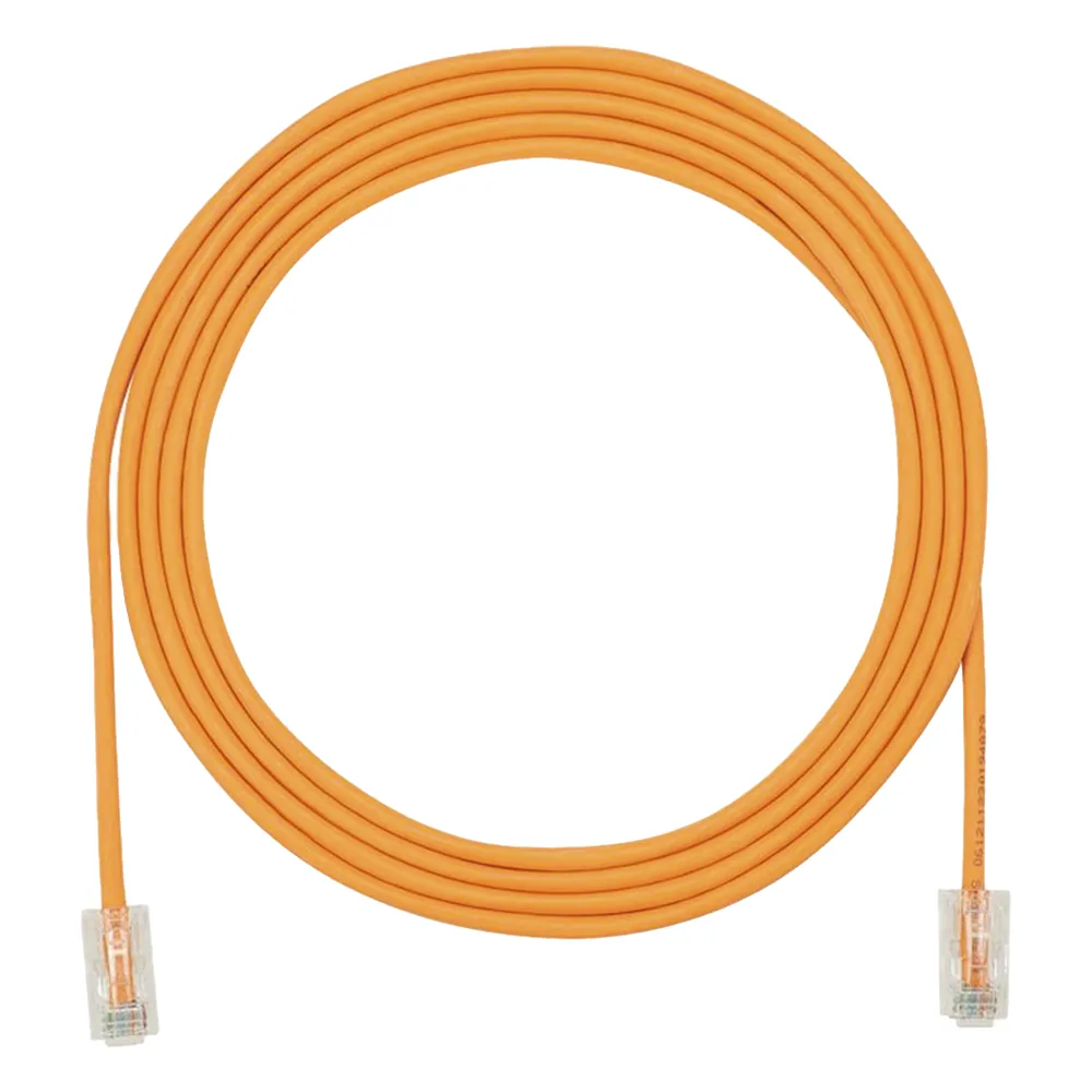 Cable de Parcheo UTP Cat6A, CM/LSZH, Diámetro Reducido (28AWG), Color Naranja, 2.13 Metros (7 Pies)