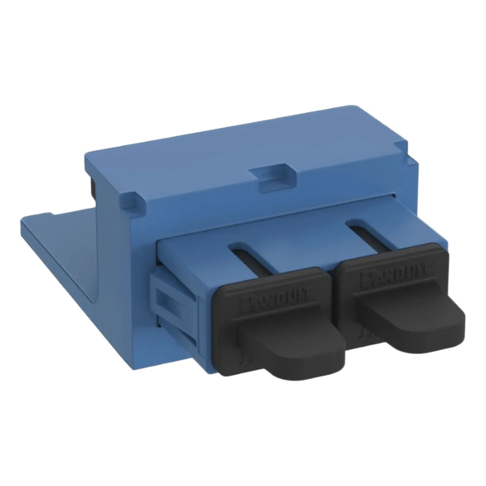 Módulo Acoplador SC Duplex, para Fibra Óptica Monomodo OS1/OS2, Tipo Mini-Com, Color Azul