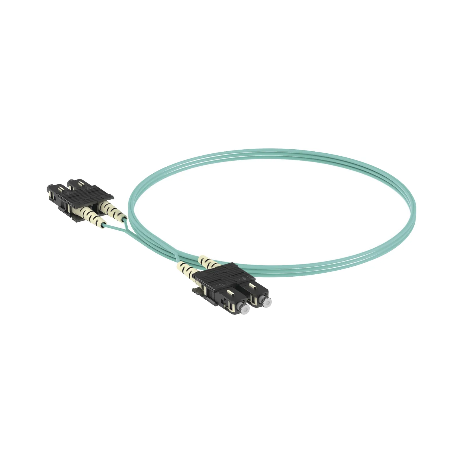 Jumper de Fibra Optica Multimodo 50/125 OM3, SC-SC Duplex, OFNR (Riser), Color Aqua, 2 Metros (6.56 Pies)