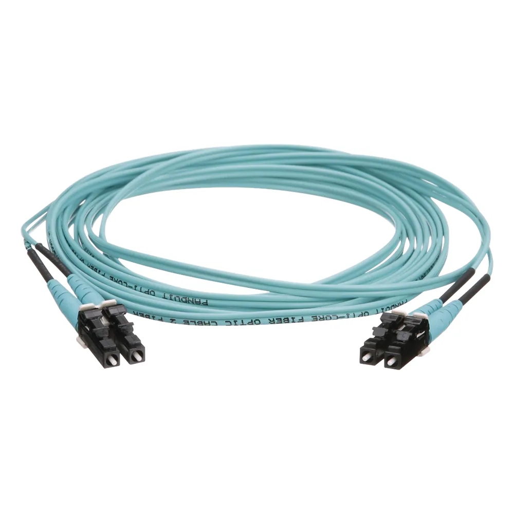 Jumper de Fibra Óptica Multimodo 50/125 OM4, LC-LC Duplex, OFNR (Riser), Color Aqua, 7 Metros (22.97 Pies)