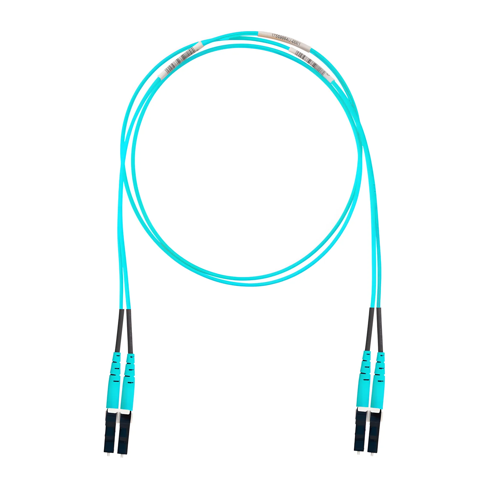 Jumper de Fibra Optica Multimodo 50/125 OM4, LC-LC Duplex, OFNR (Riser), Color Aqua, 8 Metros (26.25 Pies)